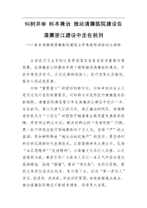 在全省推进清廉医院建设工作电视电话会议上讲话