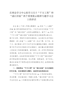 在理论学习中心组学习关于千万工程和浦江经验两个重要批示精神专题学习会上的讲话