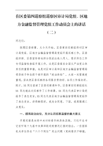 在区委第四巡察组巡察区审计局党组区地方金融监督管理党组工作动员会上的讲话二