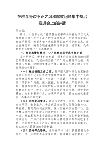 在群众身边不正之风和腐败问题集中整治推进会上的讲话