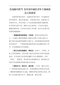 在历练中担当在尽责中成长青年干部座谈会上的讲话