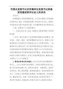 市国企党委书记在所属单位党委书记抓基层党建述职评议会上的讲话