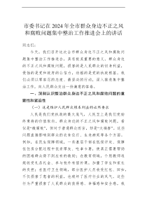 市委书记在2025年全市群众身边不正之风和腐败问题集中整治工作推进会上的讲话