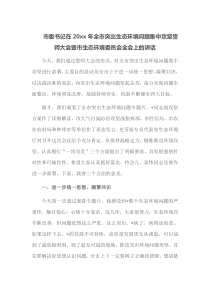 市委书记在20XX年全市突出生态环境问题集中攻坚誓师大会暨市生态环境委员会全会上的讲话