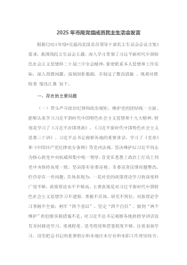 2025年市局党组成员民主生活会发言