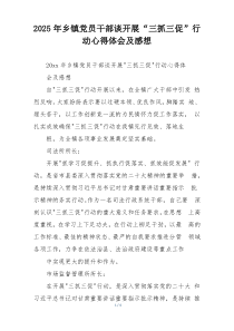 2025年乡镇党员干部谈开展“三抓三促”行动心得体会及感想
