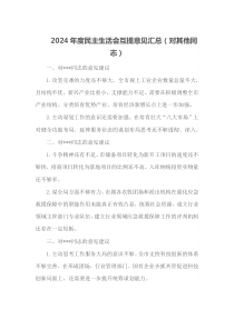 2024年度民主生活会互提意见汇总对其他同志