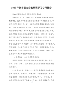 2025年到市委办公室跟班学习心得体会