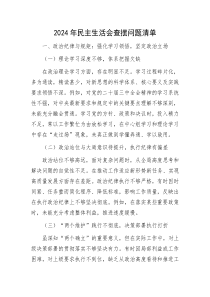 2025年民主生活会查摆问题清单