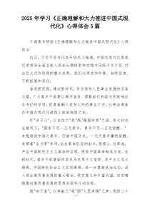 2025年学习《正确理解和大力推进中国式现代化》心得体会5篇