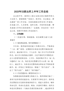 2025年XX派出所上半年工作总结