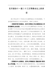 在市政协十一届二十三次常委会议上的讲话