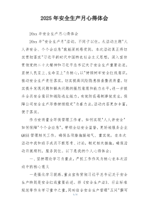 2025年安全生产月心得体会
