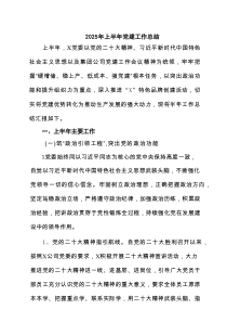 2025年上半年党建工作总结5篇范文