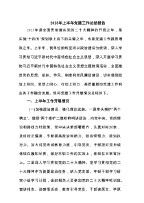 2025年上半年党建工作总结报告(精选5篇)