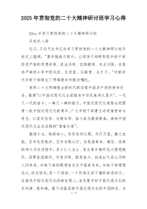 2025年贯彻党的二十大精神研讨班学习心得