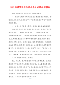 2025年城管民主生活会个人对照检查材料