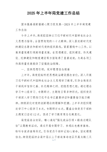 2025年上半年局党建工作总结