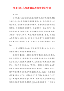 党委书记在高质量发展大会上的讲话