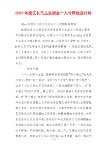 2025年度区长民主生活会个人对照检查材料