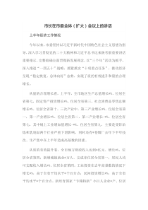市长在市委全体扩大会议上的讲话