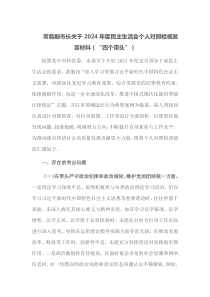 常务副市长关于2025年度民主生活会个人对照检视发言材料四个带头