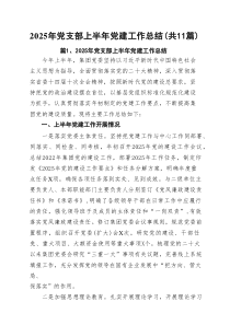 2025年党支部上半年党建工作总结(精选11篇合集)