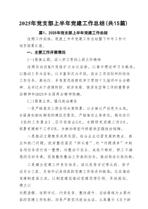 2025年党支部上半年党建工作总结15篇（详细版）