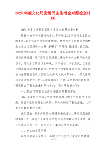 2025年度文化局党组民主生活会对照检查材料