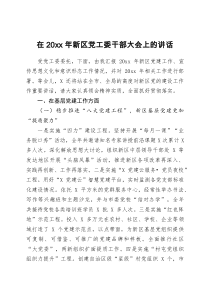 在新区党工委干部大会上的讲话