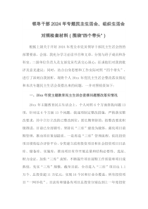 领导干部2025年专题民主生活会组织生活会对照检查材料围绕四个带头