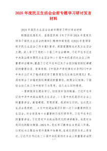 2025年度民主生活会会前专题学习研讨发言材料
