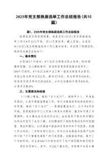 2025年党支部换届选举工作总结报告范文（精选10篇）