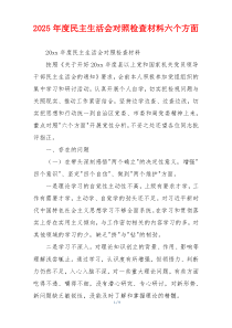 2025年度民主生活会对照检查材料六个方面