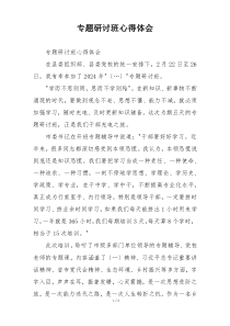 专题研讨班心得体会