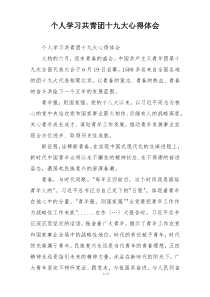 个人学习共青团十九大心得体会