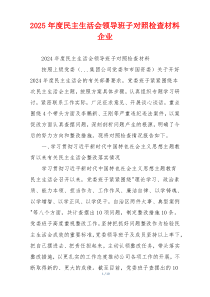2025年度民主生活会领导班子对照检查材料企业