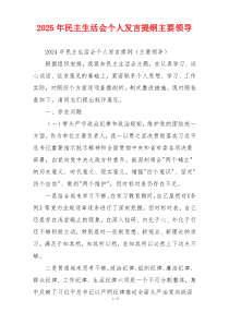2025年民主生活会个人发言提纲主要领导