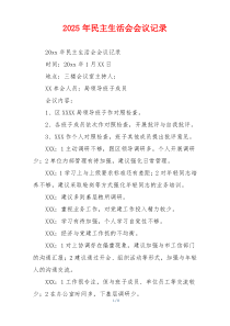 2025年民主生活会会议记录