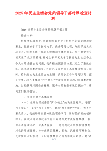 2025年民主生活会党员领导干部对照检查材料