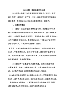 2025年第一季度党建工作总结(精选八篇)