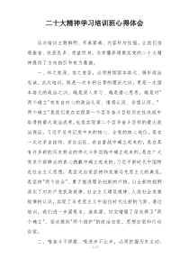 二十大精神学习培训班心得体会
