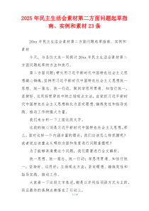 2025年民主生活会素材第二方面问题起草指南、实例和素材23条
