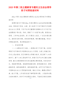 2025年第二批主题教育专题民主生活会领导班子对照检查材料