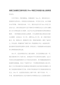 省级工业园党工委书记在20XX年度工作总结大会上的讲话