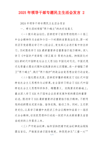 2025年领导干部专题民主生活会发言 2