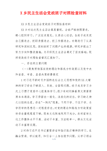 X乡民主生活会党政班子对照检查材料