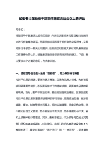 纪委书记在新任干部集体廉政谈话会议上的讲话