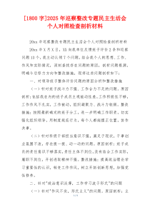 [1800字]2025年巡察整改专题民主生活会个人对照检查剖析材料