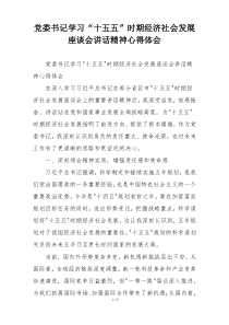党委书记学习“十五五”时期经济社会发展  座谈会讲话精神心得体会